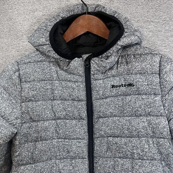 Roots Puffer Jacket Kids Boys Size Medium 7-8 Years Full Zip Coat Gray - Picture 3 of 12